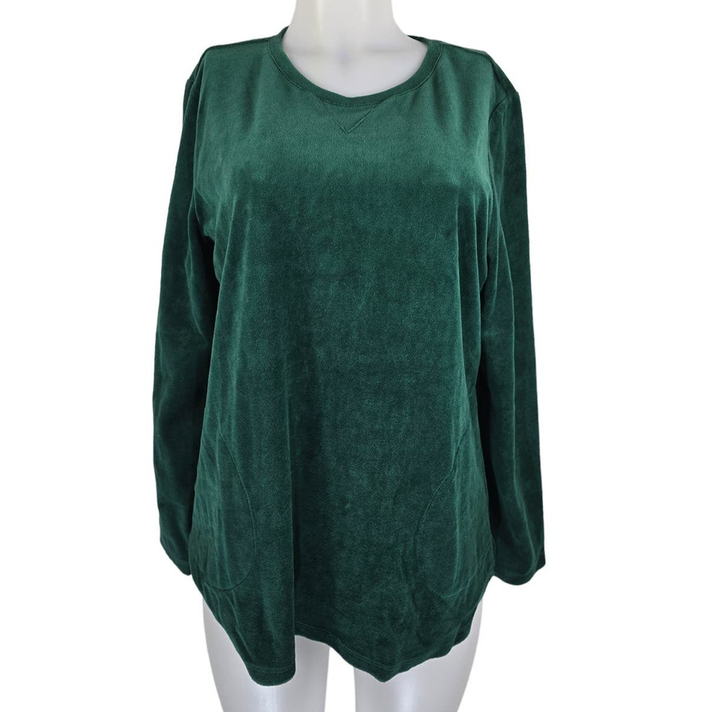 D & Co Active Evergreen Brushed Fleece Long Sleeve Sweatshirt Side Pockets M